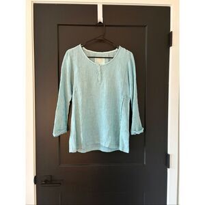 Poetry Side-Button Linen Pullover Top Gauze Laugenlook Size 2